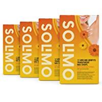 Marca Amazon - Solimo - Bandas de cera brazos y axilas con extracto de caléndula y 4 toallitas posdepilación (4x12…